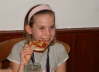 Kate enjoying her pizza